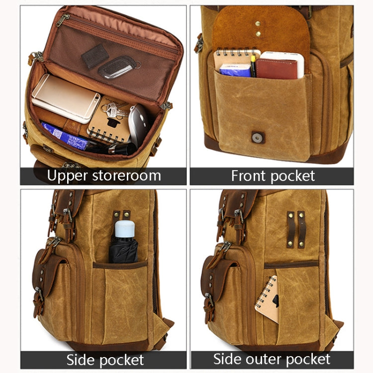 K-86 Casual Shoulder Camera Bag Contrast Waterproof Batik Canvas Single Digital Camera Photo Backpack(Khaki) - Camera Accessories by buy2fix | Online Shopping UK | buy2fix