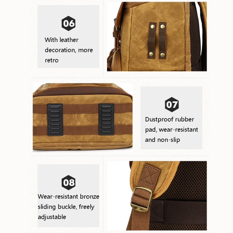 K-86 Casual Shoulder Camera Bag Contrast Waterproof Batik Canvas Single Digital Camera Photo Backpack(Khaki) - Camera Accessories by buy2fix | Online Shopping UK | buy2fix