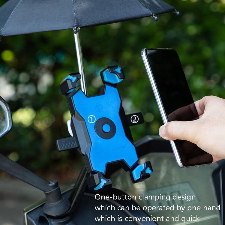 CYCLINGBOX Bicycle Mobile Phone Bracket With Parasol Rider Mobile Phone Frame, Style: Rearview Mirror Installation (Red) - Outdoor & Sports by CYCLINGBOX | Online Shopping UK | buy2fix