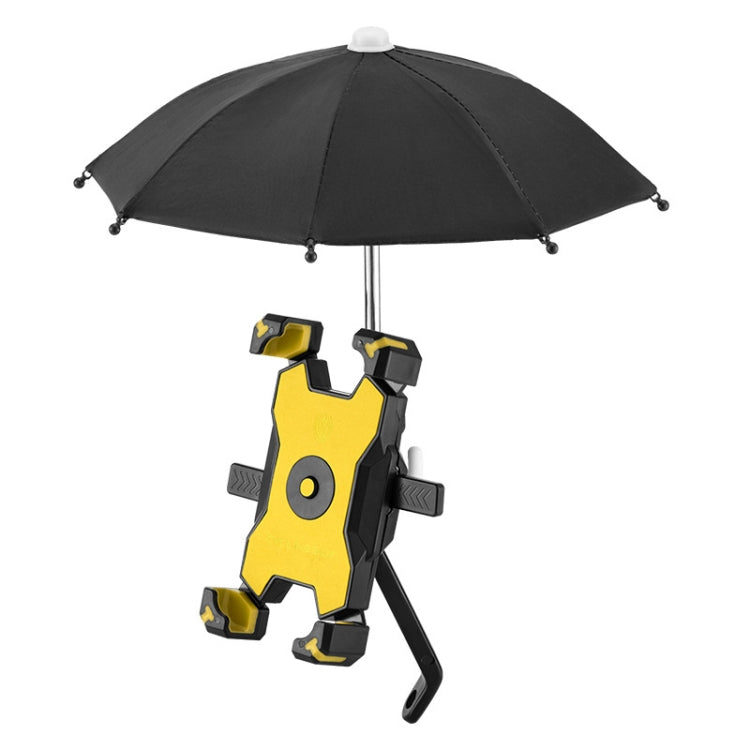 CYCLINGBOX Bicycle Mobile Phone Bracket With Parasol Rider Mobile Phone Frame, Style: Rearview Mirror Installation (Yellow) - Outdoor & Sports by CYCLINGBOX | Online Shopping UK | buy2fix