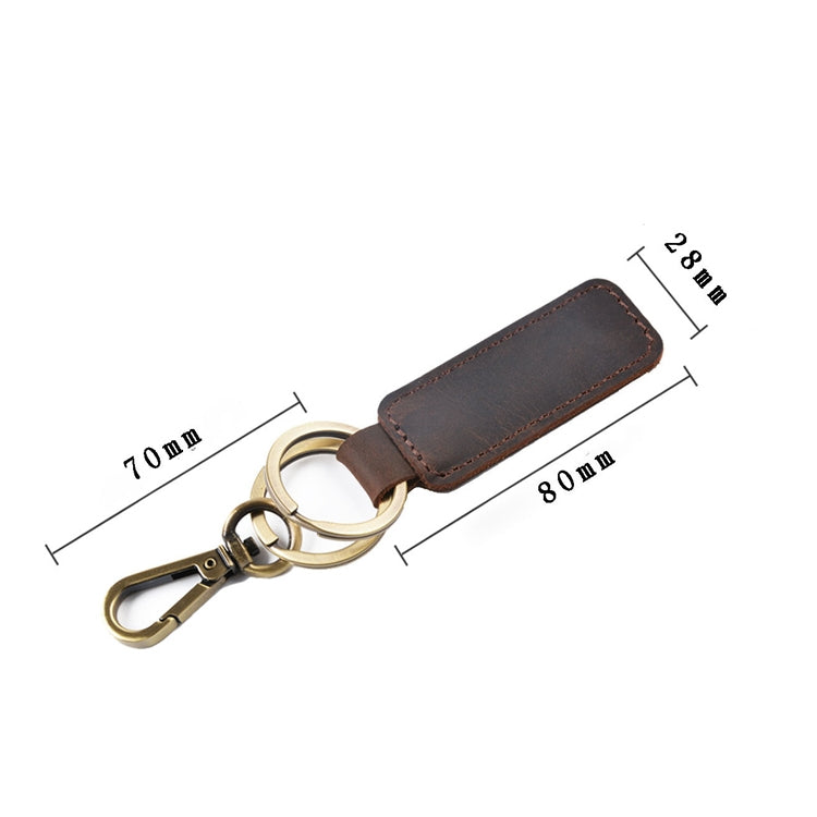 2 PCS Handmade Crazy Horse Leather Retro Keychain Car Couple Keychain, Specification: Double Ring(Coffee) - In Car by buy2fix | Online Shopping UK | buy2fix