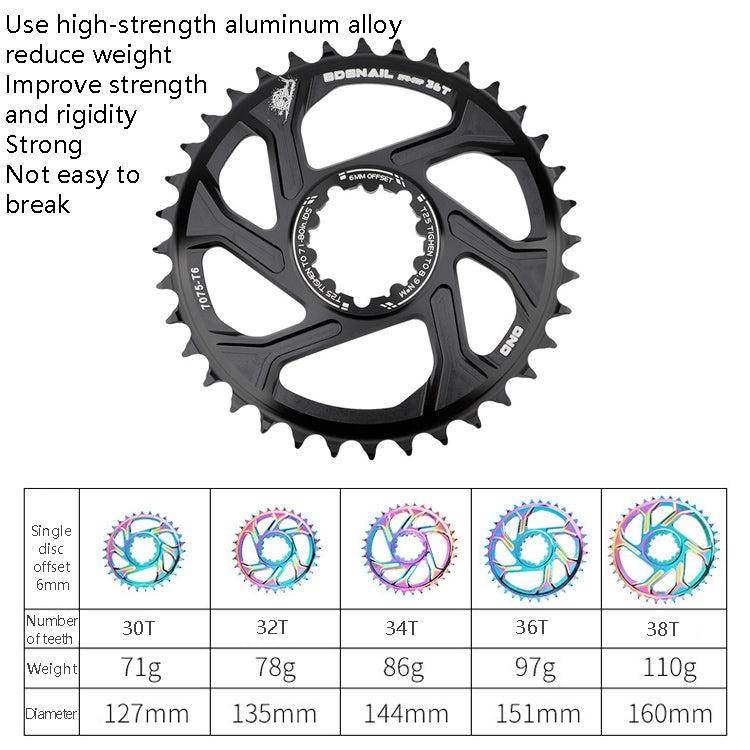 BDSNAIL Mountain Bike Single Disk GXP Direct-Shaped Integrated Disk Positive And Negative Tooth Disc, Colour: 32T (Black) - Outdoor & Sports by buy2fix | Online Shopping UK | buy2fix