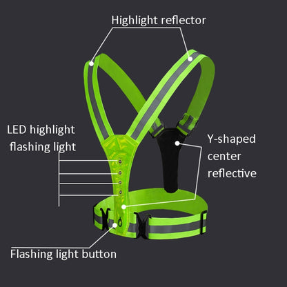 LED Reflective Vest High Stretch Outdoor Reflective Vest Traffic Safety Reflective Clothing( Green) - In Car by buy2fix | Online Shopping UK | buy2fix