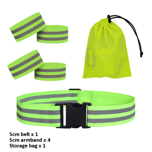 Reflective Elastic Band Suit Night Running Construction Site Traffic Safety Reflective Equipment,Style: 1 Belt+4 Arm Strap+Storage Bag by buy2fix