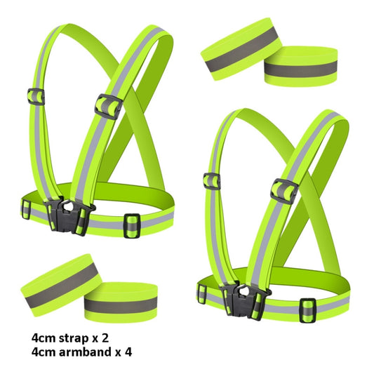 Reflective Elastic Band Suit Night Running Construction Site Traffic Safety Reflective Equipment,Style: 2 Strap+4 Arm Strap by buy2fix