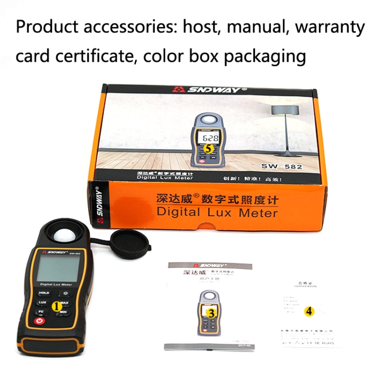 SNDWAY SW582 Handheld Digital Illuminance Meter High-Precision Digital Light Meter(SW582) - Consumer Electronics by SNDWAY | Online Shopping UK | buy2fix