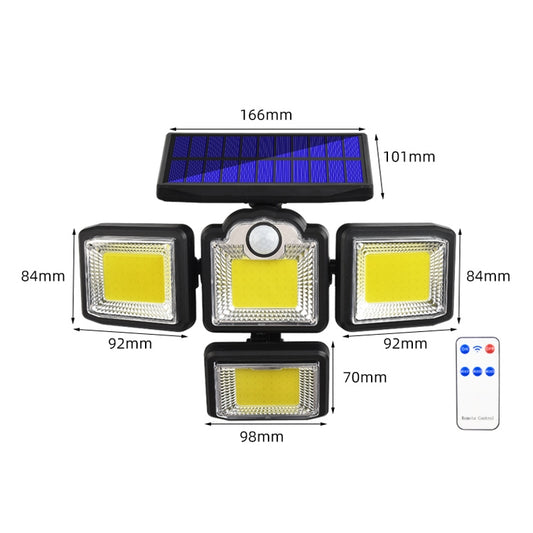 TG-TY085 Solar 4-Head Rotatable Wall Light with Remote Control Body Sensing Outdoor Waterproof Garden Lamp, Style: 192 COB Integrated by buy2fix