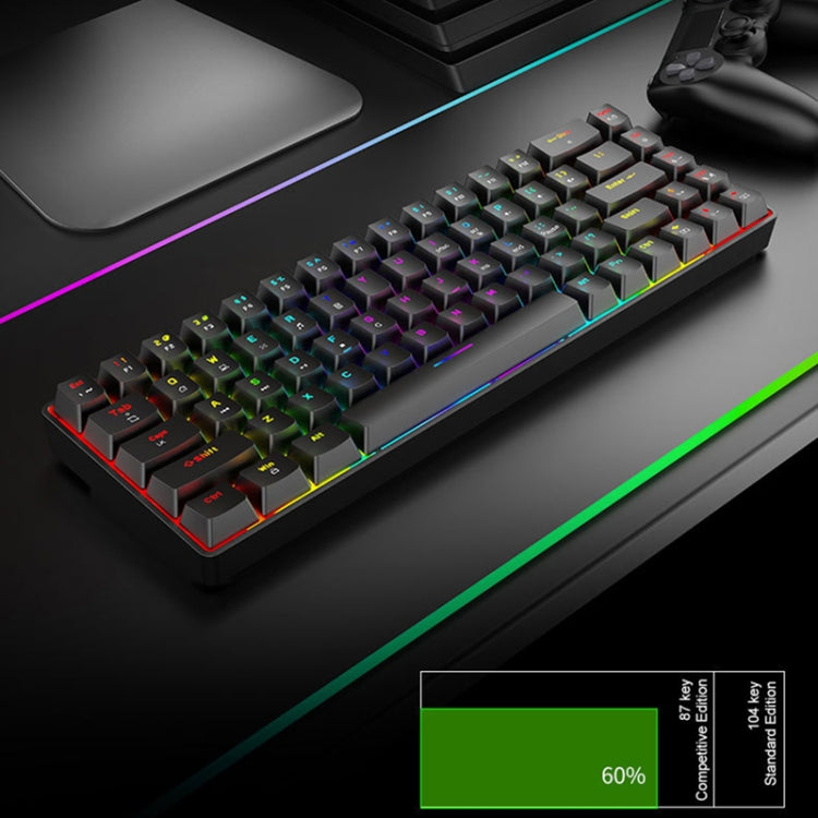 T8 68 Keys Mechanical Gaming Keyboard RGB Backlit Wired Keyboard, Cable Length:1.6m(Black Tea Shaft) - Wired Keyboard by buy2fix | Online Shopping UK | buy2fix