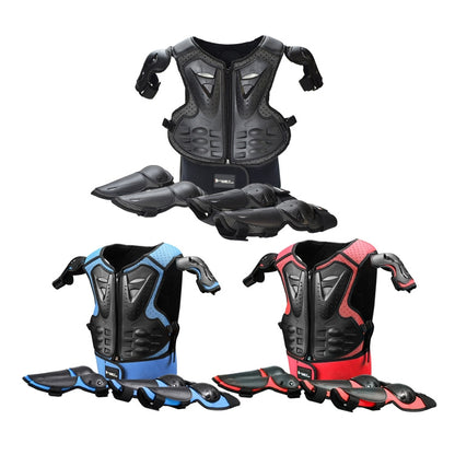 GHOST RACING Motorcycle Protective Gear Children Safety Riding Sport Vest + Knee Pads + Elbow Pads Protective Suit(Red) by GHOST RACING