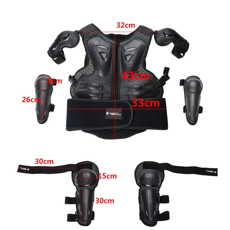 GHOST RACING Motorcycle Protective Gear Children Safety Riding Sport Vest + Knee Pads + Elbow Pads Protective Suit(Black) by GHOST RACING