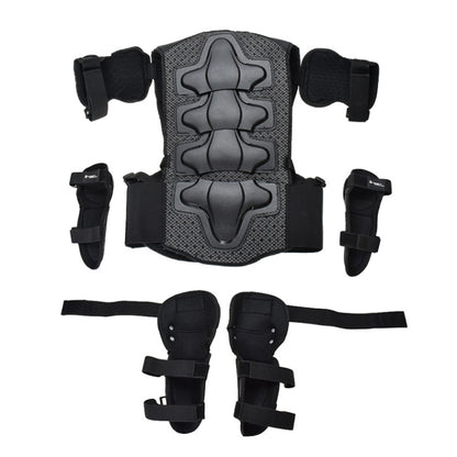 GHOST RACING Motorcycle Protective Gear Children Safety Riding Sport Vest + Knee Pads + Elbow Pads Protective Suit(Black) by GHOST RACING
