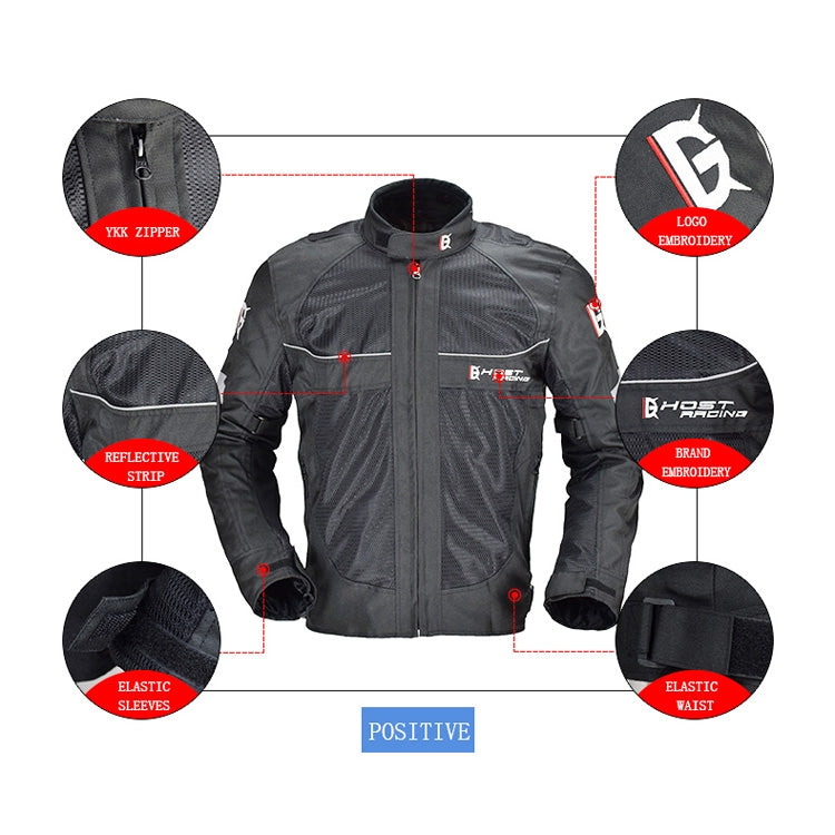 GHOST RACING GR-Y05 Motorcycle Cycling Cloth Men Knight Racing Jacket Keep Warm Anti-Fall Locomotive Off-Road Suit, Size: XL(Black) by GHOST RACING