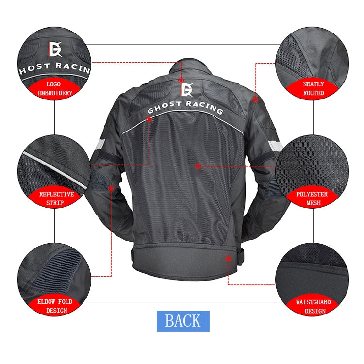 GHOST RACING GR-Y05 Motorcycle Cycling Cloth Men Knight Racing Jacket Keep Warm Anti-Fall Locomotive Off-Road Suit, Size: XL(Black) by GHOST RACING