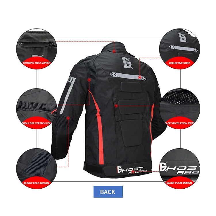 GHOST RACING GR-Y07 Motorcycle Cycling Jacket Four Seasons Locomotive Racing Anti-Fall Cloth, Size: M(Black) by GHOST RACING