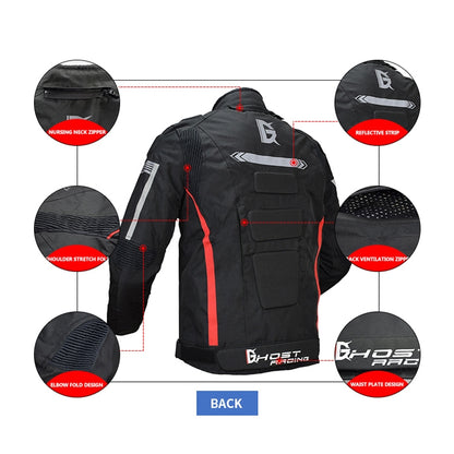 GHOST RACING GR-Y07 Motorcycle Cycling Jacket Four Seasons Locomotive Racing Anti-Fall Cloth, Size: M(Black) by GHOST RACING