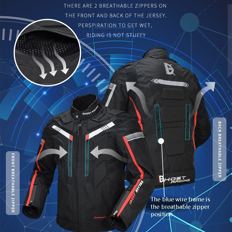 GHOST RACING GR-Y07 Motorcycle Cycling Jacket Four Seasons Locomotive Racing Anti-Fall Cloth, Size: M(Black) by GHOST RACING