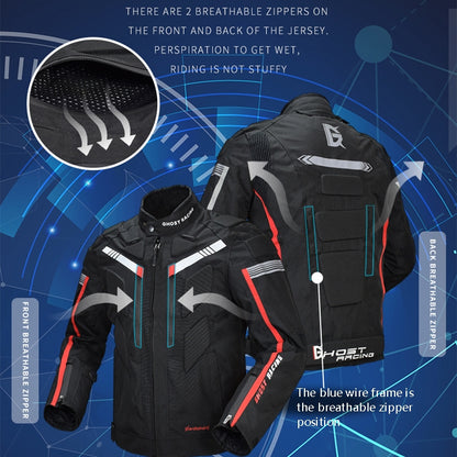 GHOST RACING GR-Y07 Motorcycle Cycling Jacket Four Seasons Locomotive Racing Anti-Fall Cloth, Size: M(Black) by GHOST RACING