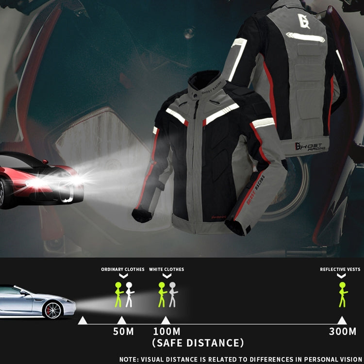 GHOST RACING GR-Y07 Motorcycle Cycling Jacket Four Seasons Locomotive Racing Anti-Fall Cloth, Size: L(Black) by GHOST RACING