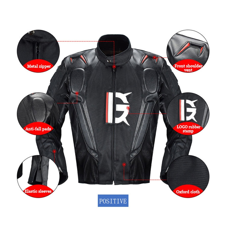 GHOST RACING GR-Y09 Motorcycle Four Seasons Racing Suit Locomotive Riding Anti-Fall Rally Suit, Size: L(Black) by GHOST RACING