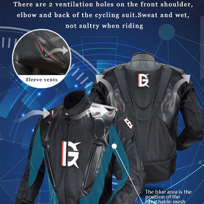 GHOST RACING GR-Y09 Motorcycle Four Seasons Racing Suit Locomotive Riding Anti-Fall Rally Suit, Size: L(Black) by GHOST RACING