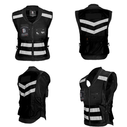 GHOST RACING GR-Y06 Motorcycle Riding Vest Safety Reflective Vest, Size: M(Black) by GHOST RACING