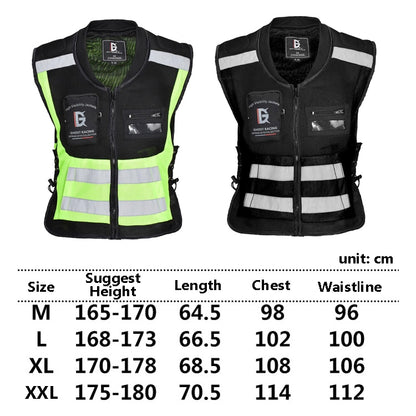 GHOST RACING GR-Y06 Motorcycle Riding Vest Safety Reflective Vest, Size: L(Black) by GHOST RACING