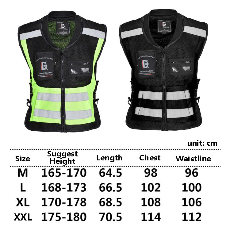 GHOST RACING GR-Y06 Motorcycle Riding Vest Safety Reflective Vest, Size: L(Fluorescent Green) by GHOST RACING
