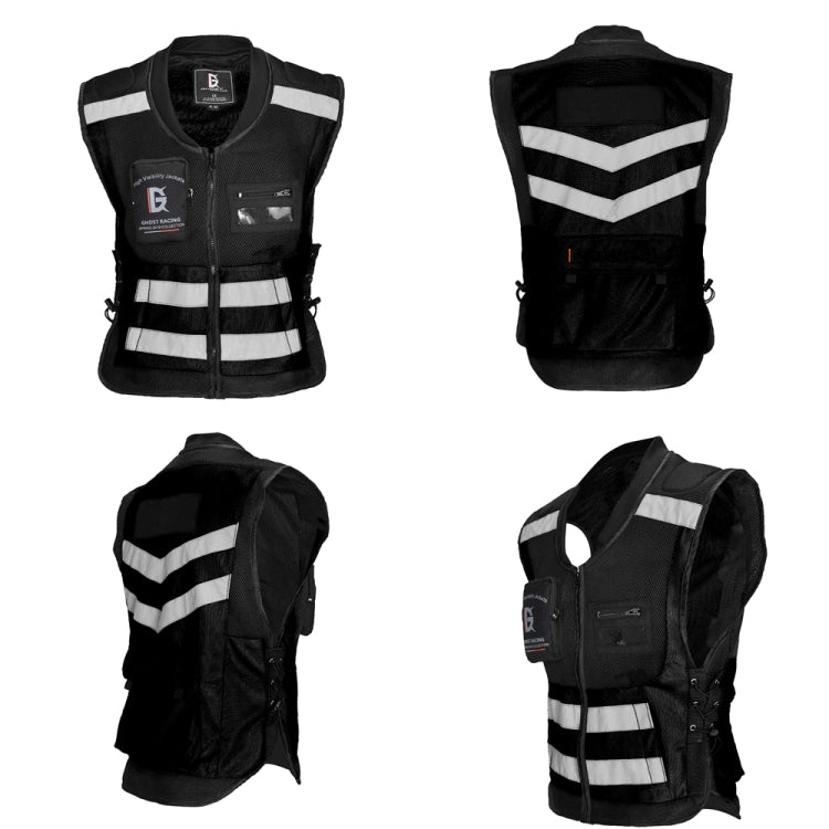 GHOST RACING GR-Y06 Motorcycle Riding Vest Safety Reflective Vest, Size: XXL(Black) by GHOST RACING