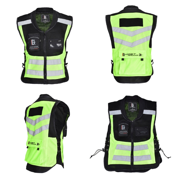 GHOST RACING GR-Y06 Motorcycle Riding Vest Safety Reflective Vest, Size: XXXL(Fluorescent Green) - In Car by GHOST RACING | Online Shopping UK | buy2fix