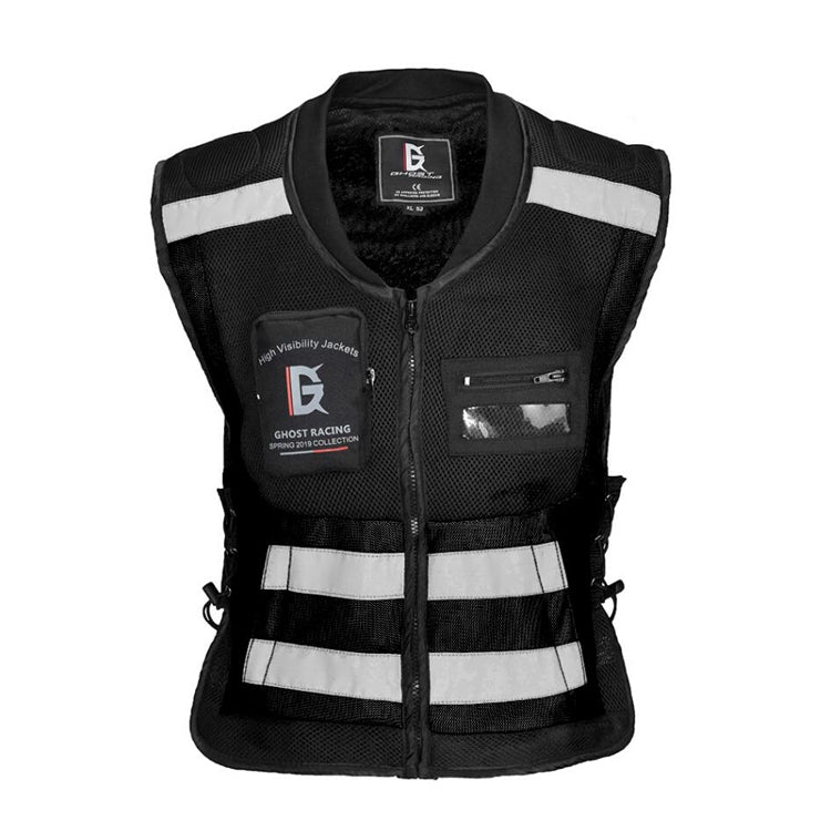 GHOST RACING GR-Y06 Motorcycle Riding Vest Safety Reflective Vest, Size: XXXL(Black) by GHOST RACING