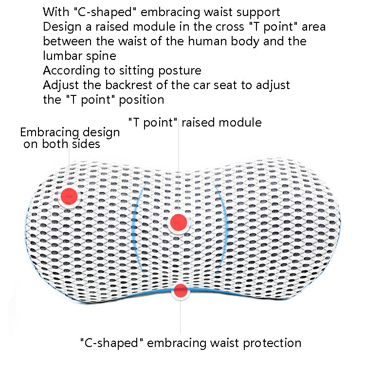 Car Supplies Lumbar Support Memory Foam Car Backrest Lumbar Cushion Seat Cushion Lumbar Pillow, Colour: 4D Grid Blue - In Car by buy2fix | Online Shopping UK | buy2fix