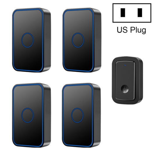 CACAZI A19 1 For 4 Wireless Music Doorbell without Battery, Plug:US Plug(Black) - Security by CACAZI | Online Shopping UK | buy2fix