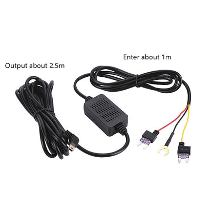 H516 Recording Step-down Line Shrinkage Video Car Charger Line Parking Monitoring Three-Core Power Cord, Model: With Fuse(Micro Left Elbow) - In Car by buy2fix | Online Shopping UK | buy2fix