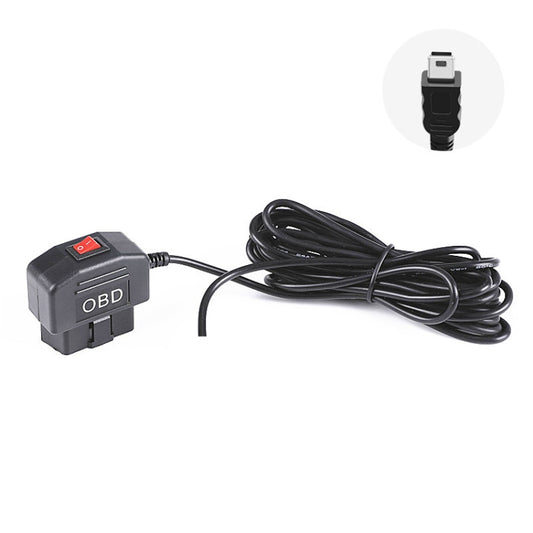 H508 OBD Car Charger Driving Recorder Power Cord 12/24V To 5V With Switch Low Pressure Protection Line, Specification: Mini Straight - In Car by buy2fix | Online Shopping UK | buy2fix