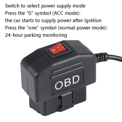 H508 OBD Car Charger Driving Recorder Power Cord 12/24V To 5V With Switch Low Pressure Protection Line, Specification: Mini Left Elbow - In Car by buy2fix | Online Shopping UK | buy2fix