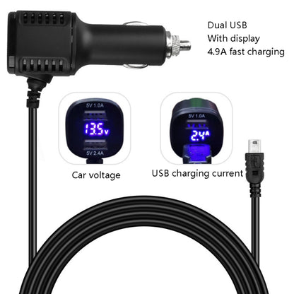 H519 Car Charger Driving Recorder Power Cord Dual USB With Display Charging Line, Specification: Mini Right Elbow - In Car by buy2fix | Online Shopping UK | buy2fix