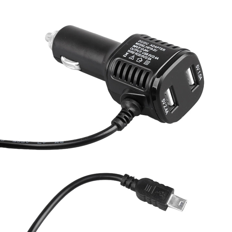 H519 Car Charger Driving Recorder Power Cord Dual USB With Display Charging Line, Specification: Mini Left Elbow - In Car by buy2fix | Online Shopping UK | buy2fix