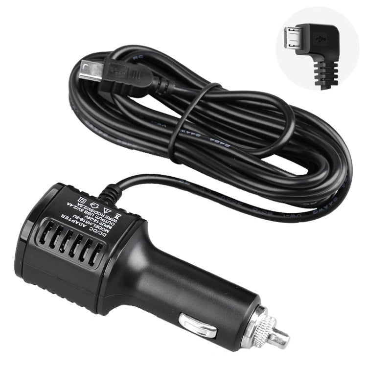 H519 Car Charger Driving Recorder Power Cord Dual USB With Display Charging Line, Specification: Micro Left Elbow - In Car by buy2fix | Online Shopping UK | buy2fix