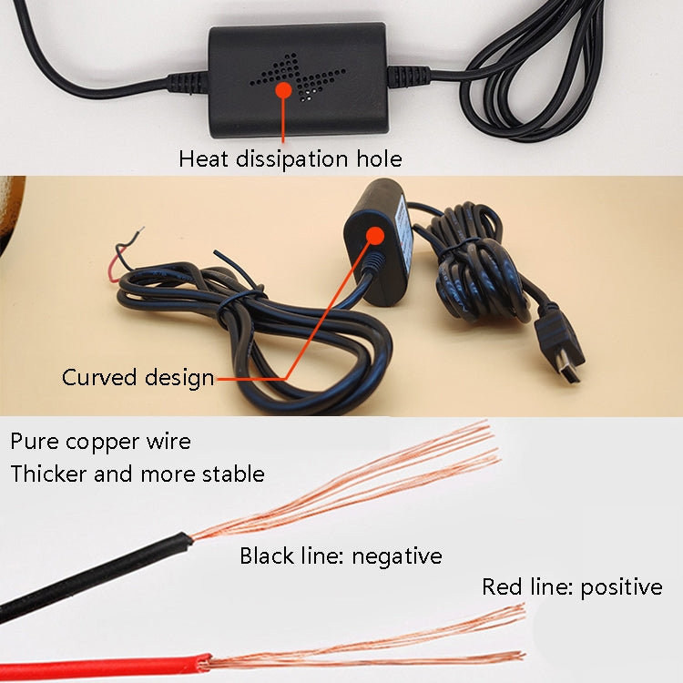 2 PCS Car OBD Low-Voltage Protection Parking Monitor Power Cord 12V Turn 5V 2.5A Step-down Line, Specification: Micro Straight - In Car by buy2fix | Online Shopping UK | buy2fix