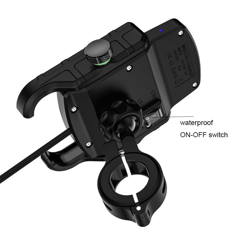 M9 Motorcycle Wireless Charging Mobile Phone Bracket 15W Fast Charging Mobile Phone Navigation Bracket(Black) by buy2fix