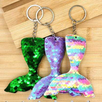 10 PCS Reflective Mermaid Keychain Sequins Mermaid Tail Accessories Car Luggage Pendant(Purple 31) - In Car by buy2fix | Online Shopping UK | buy2fix