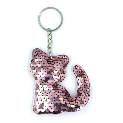 10 PCS PET Sequins Reflective Cat Keychain Bag Car Pendant, Colour: Pink 3 - In Car by buy2fix | Online Shopping UK | buy2fix