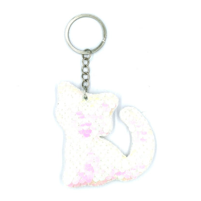 10 PCS PET Sequins Reflective Cat Keychain Bag Car Pendant, Colour: White Colorful - In Car by buy2fix | Online Shopping UK | buy2fix