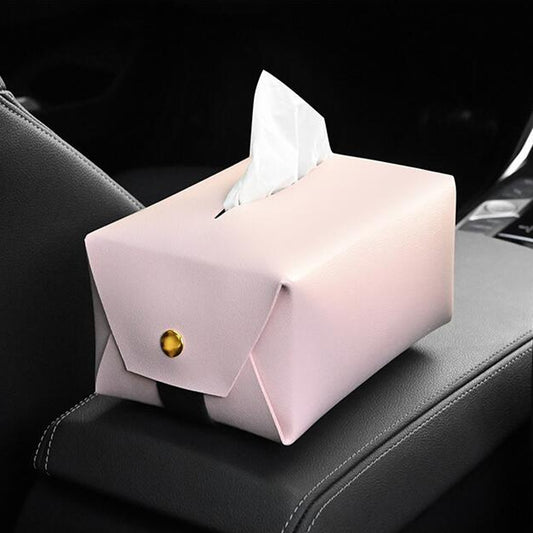 2 PCS Car Leather Tissue Box Home Paper Towel Storage Box(Pink) by buy2fix