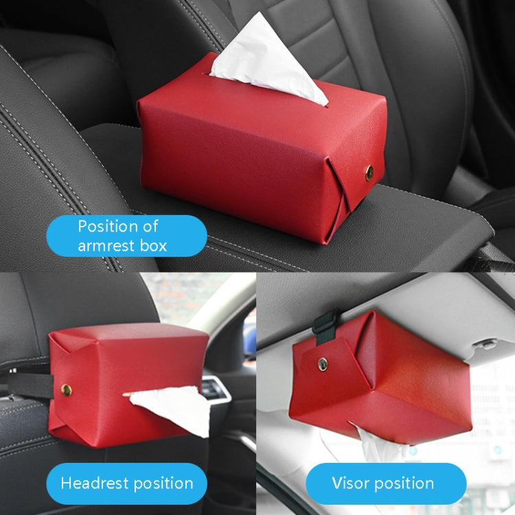 2 PCS Car Leather Tissue Box Home Paper Towel Storage Box(Pink) by buy2fix
