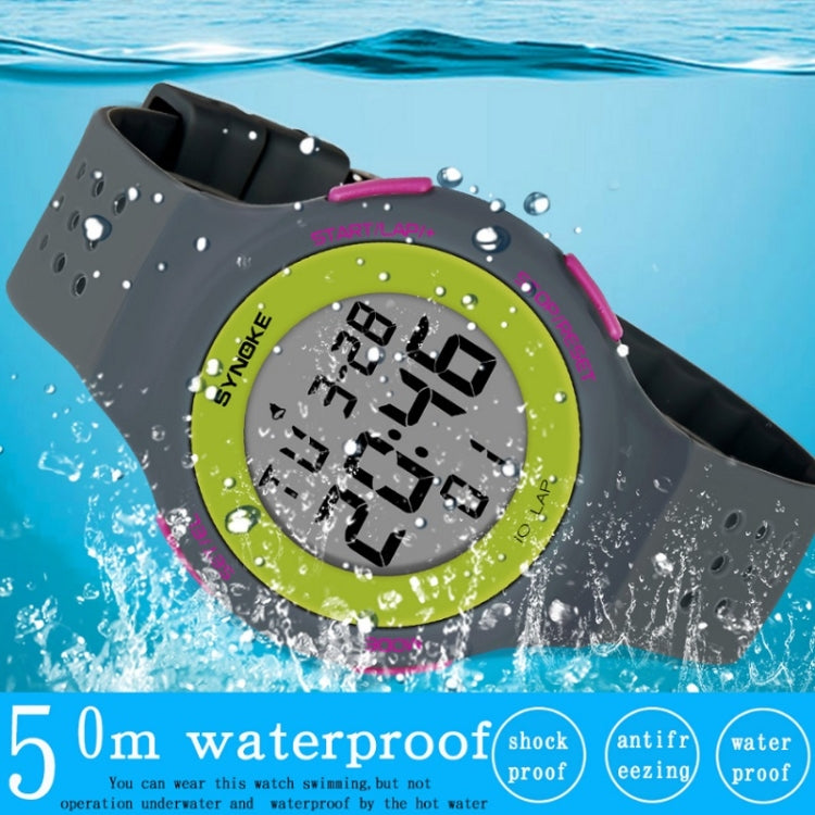 SYNOKE 67866 Swimming Waterproof Porous Breathable Silicone Strap Sports  LED Electronic Watch(Black) - LED Digital Watches by SYNOKE | Online Shopping UK | buy2fix