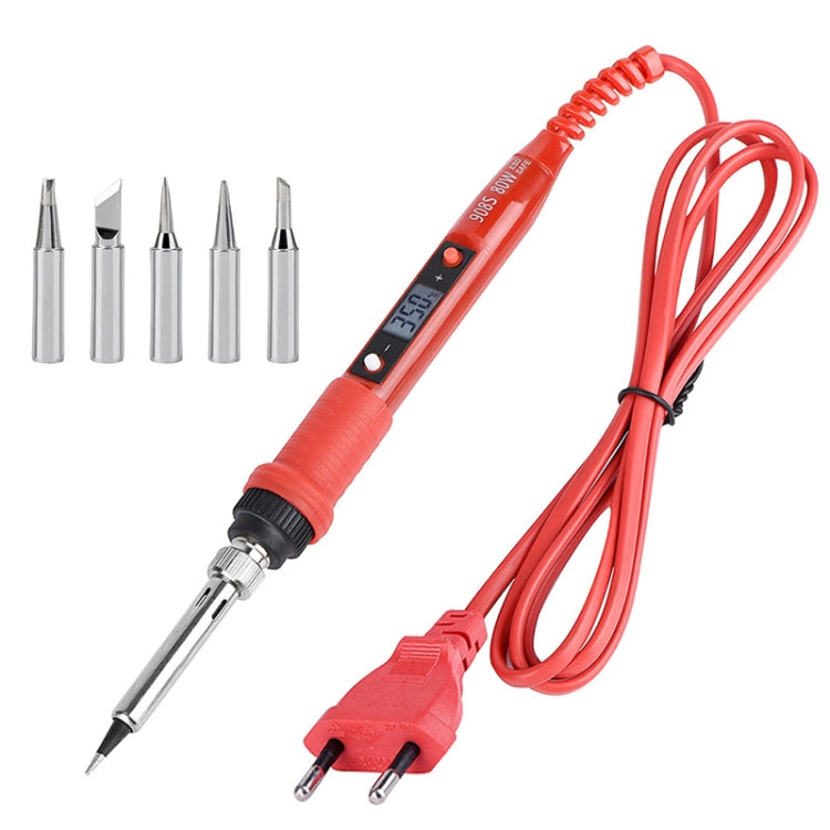 Metallic LCD Temperature Regulating Soldering Iron And Soldering Iron Tip Set Electric Soldering Iron Welding Tool(110V US Plug Silver Head Red) - Home & Garden by buy2fix | Online Shopping UK | buy2fix