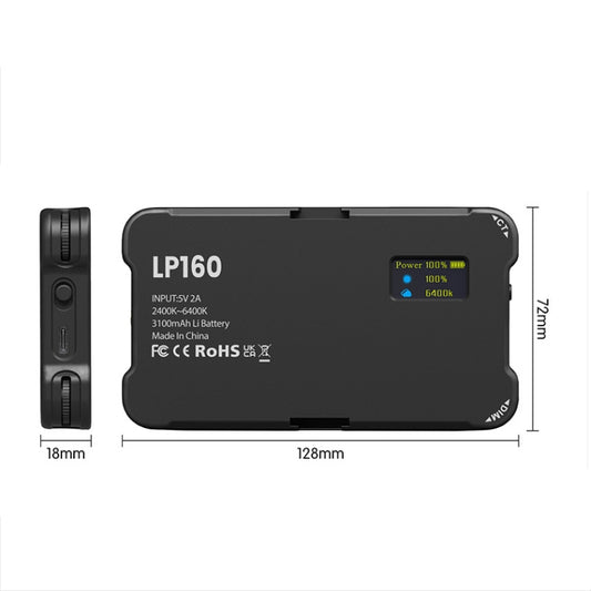 LP160 180 LEDs Square Pocket Fill Light Dual Color Temperature Portable Mobile Phone SLR Computer Photography Fill Light by buy2fix
