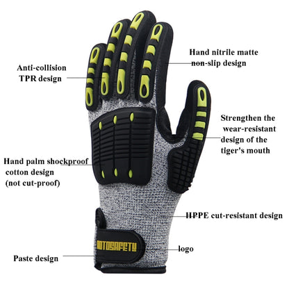 ROTOSAFETY RZT-HFZ20 Shock-Proof Anti-Smashing Anti-Cutting Anti-Collision Gloves TPR Mechanical Maintenance Fire Rescue Miners Mining Anti-Stab Gloves, Size: L - Workplace Safety Supplies by buy2fix | Online Shopping UK | buy2fix