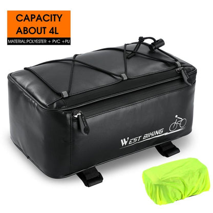 WEST BIKING Electric Bike Back Seat Driving Bag Mountain Bike Riding Waterproof Storage Bag(Black) - Bicycle Bags by WEST BIKING | Online Shopping UK | buy2fix